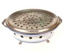 Antique French ENAMELWARE Dish Plate Warmer Rustic shabby chafing dish