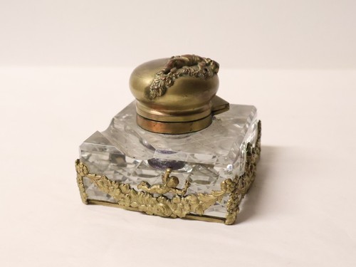 Ancien encrier cristal - ancien, en