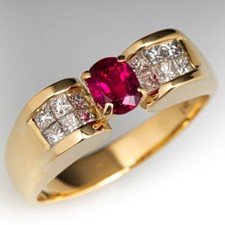 Bague en argent sterling 925 rubis naturel et pierres précieuses zircone cubi...