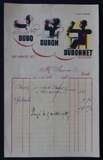 Facturette DUBO DUBON DUBONNET d'après Cassandre vin quinquina illustrée 69