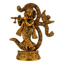 Figurine De Krishna En Laiton