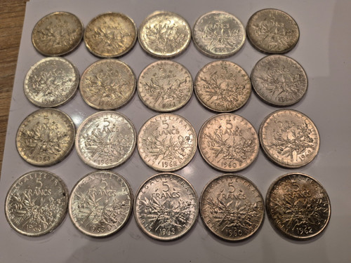 Lot pièces argent - argent, 5