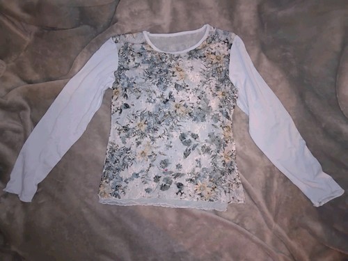 Tee shirt fleurs bleues - a,