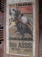 AFFICHE ORIGINALE ANCIENNE " CORRIDA  a FIGUERAS  ESPAGNE "  le 7 AOUT   1966
