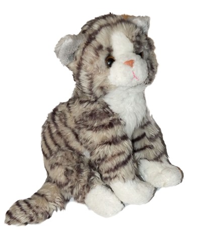 Peluche chat qui miaule - qui, gris