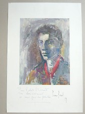 PERESS Pierre Reproduction Signée Envoi 1959 Portrait Robert Vrinat art affiche