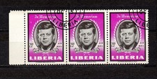 bande 3 timbres Liberia 1964