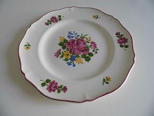 SAINT AMAND ASSIETTE  DECOR FLORAL SIGNE AU DOS  VIEUX STRASBOURG TBE