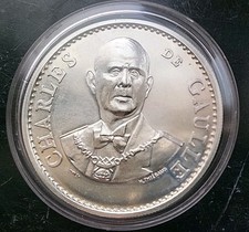 Médaille CHARLES DE GAULLE , Président de France. Argent/ Silver 925°, 31 gr