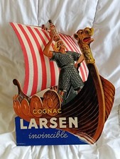 Ancien carton publicitaire cognac LARSEN DRAKKAR - old advertising cardboard