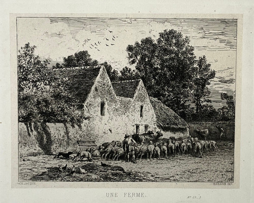 Une ferme gravure sarazin - une,
