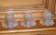 3 ANCIENNE TULIPES EN PÂTE DE VERRE BLANCHE JOLIE DECOR ART DÉCO LUSTRE APPLIQUE
