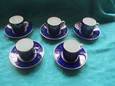 5 tasses a café porcelaine de limoges Jammet Seignolles Récital bleu four