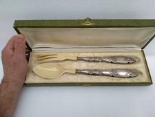 ancien couverts à salade manches en argent massif poinçonné Minerve Art Nouveau 