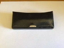 ANCIEN ÉTUI BOITE A LUNETTES EN CUIR Noir RIGIDE SURPIQUÉ VINTAGE OPTIQUE
