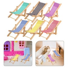  6 Pcs Chaise De Plage Modèle Transat Pour Poupée Meubles Miniatures