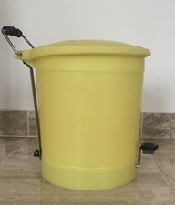 RARE Ancienne Poubelle Jaune GILAC FRANCE Breveté SGDG années 60