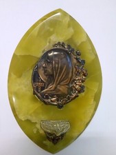  BENITIER MARBRE VIERGE BRONZE RELIGIEUX VICO MARIA SIGNE AP