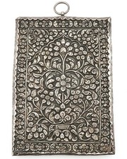 Ancien miroir de princesse en argent ouvragé - Inde - Rajasthan 19e