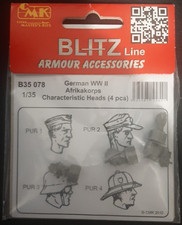 1:35 cmk b35078 : German WWII Afrikakorps Characteristic Heads (4 pcs)