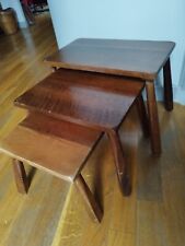 Table basse gigogne X 3 EN BOIS MASSIF BRUTALISTE VINTAGE ANNEES 60 70 