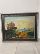 Tableau montagne maison chemin