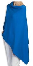 Cachemire Poncho Bleu Cobalt Gentil Cape Drapé Taille Unique Convient à Tous