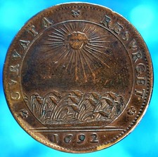 FRANCE LOUIS XIV 1692 TOKEN AUGSBOURG WAR BURGONDY RARE GENUINE FRENCH ORIGINAL