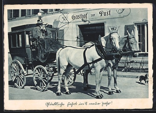 Carte postale diligence - , avec