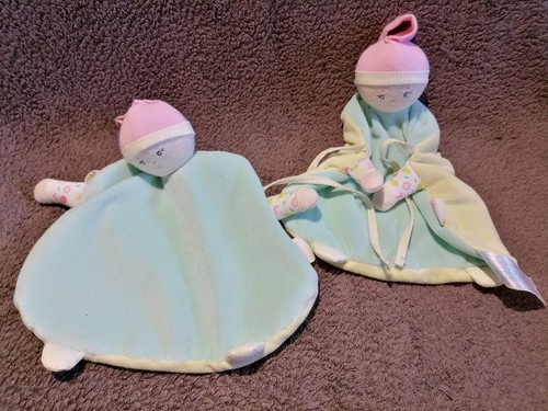 Doudou plat lutin - plat, bleu/vert