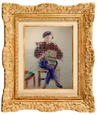 CLAUDE BONIN-PISSARRO (1921-2021) BELLE SCENE ANIMEE FEMME TRICOTANT 1940 (214)