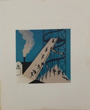 Lucien BOUCHER : Le toboggan géant - Lithographie originale