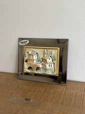 Petit Tableau en Argent 925/100 Paysage Maisons Cours d’Eau Vintage - 11x9cm