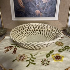 Panier / coupe à fruits tressé En faïence blanche Digoin Sarreguemines