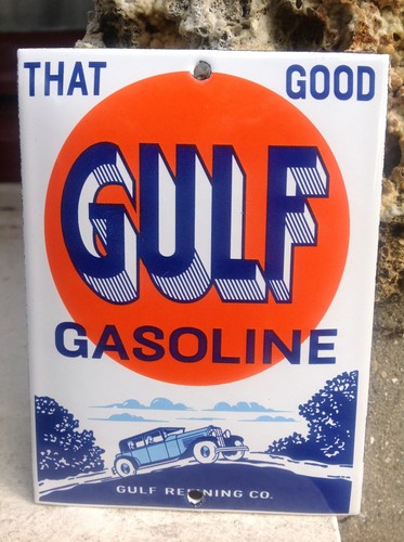 Plaque émaillée garage gulf - garage,