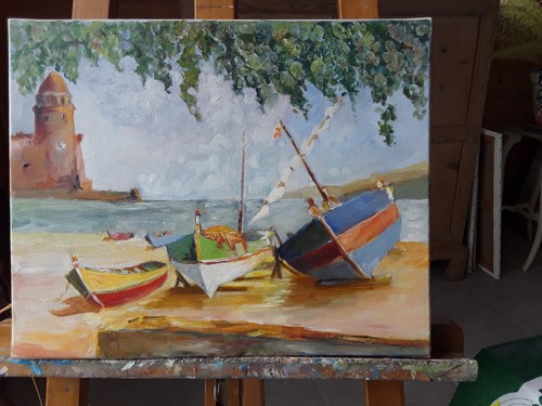 Huile sur toile - huile, toile/