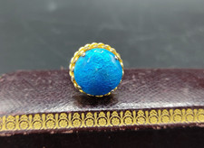 Bijou bague réglable avec émail sur paillon d'argent fond bleu Limoges
