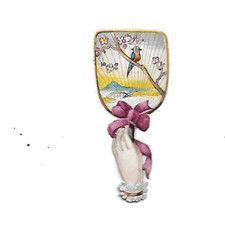 anciens chromos découpis 2 mains à l'éventail japonais  H. 7 cms Victorian scrap