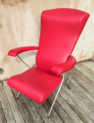 Fauteuil rouge skaï et - fauteuil,