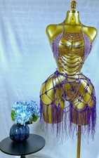 Purple Beaded Crochet Lingerie