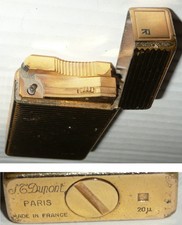 Rare ancien briquet plaqué or à gaz, ST DUPONT Paris France, poinçon