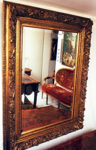 Miroir mural bois doré - mural,