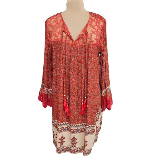 Henna dress boho peasant midi - henna,