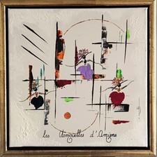 Tableau Abstrait Contemporain Encadré  -Original peint- Art Brut-signé  Artiste