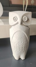 Sculpture Hibou Marbell Stone Art Belgium En Marbre Beige/Calcaire Porte-Bonheur