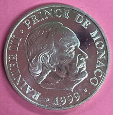 Spb pièce en argent 100F MONACO RAINIER III PRINCE 50eme anniversaire 1999 #222