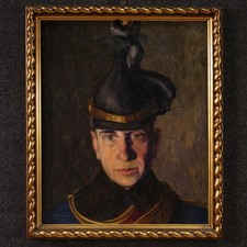 Peinture huile sur carton portrait de soldat cadre tableau signé daté de 1915