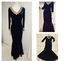 Robe Longue De Soirée En Velours Bleu Marine Femme Taille 40/42 , L/ XL ?