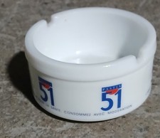 Cendrier Pastis 51 de bistro blanc retro rare 