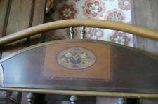 CADRE DE LIT ANCIEN 1.20m, métal + bois Peint, roulette, sans sommier ni matelas